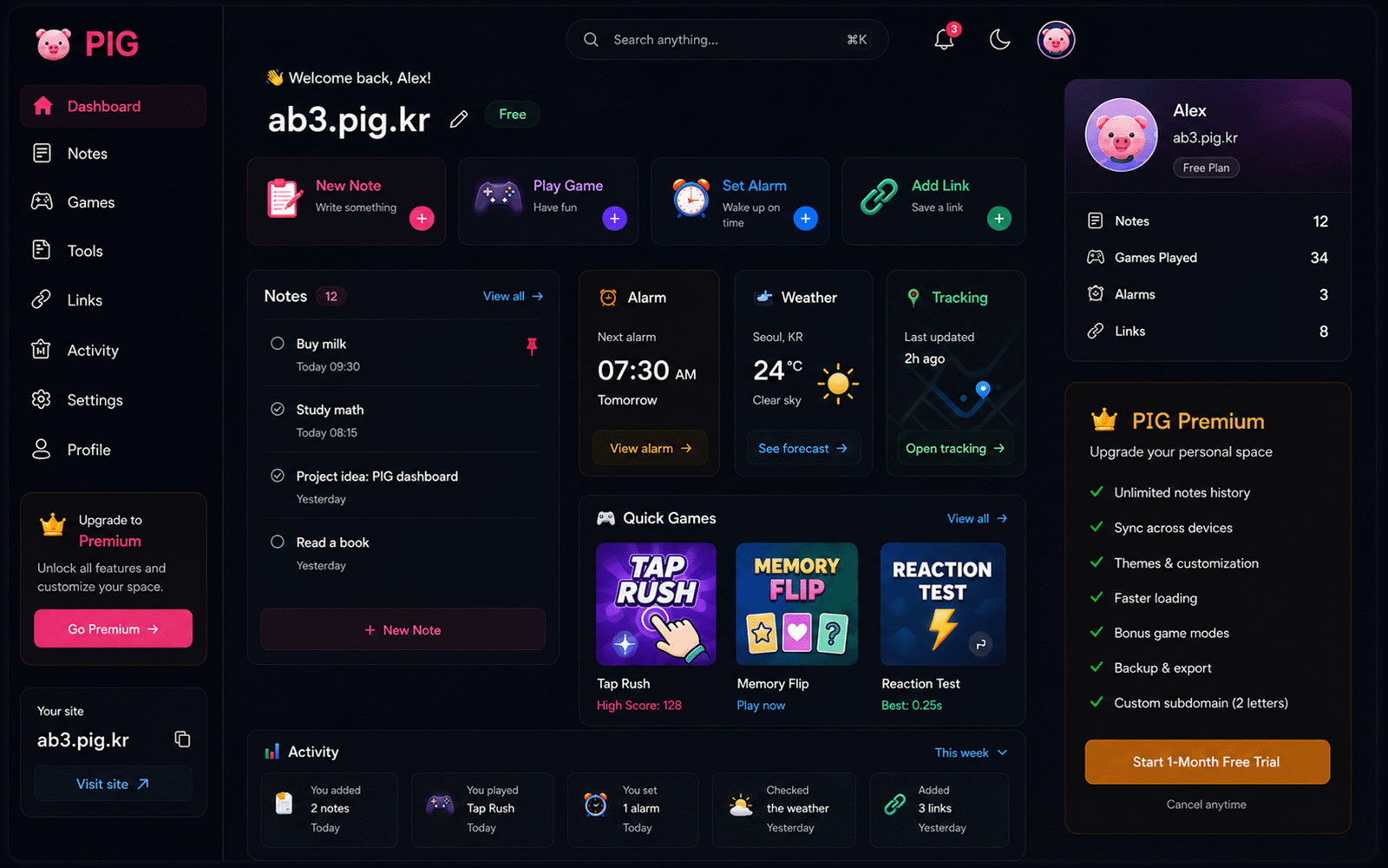 Preview of a PIG space